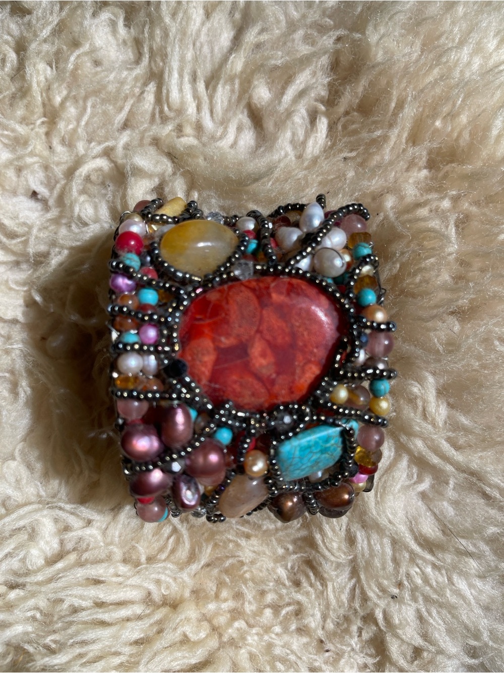 Anthropologie Multicolor Beaded Cuff Bracelet